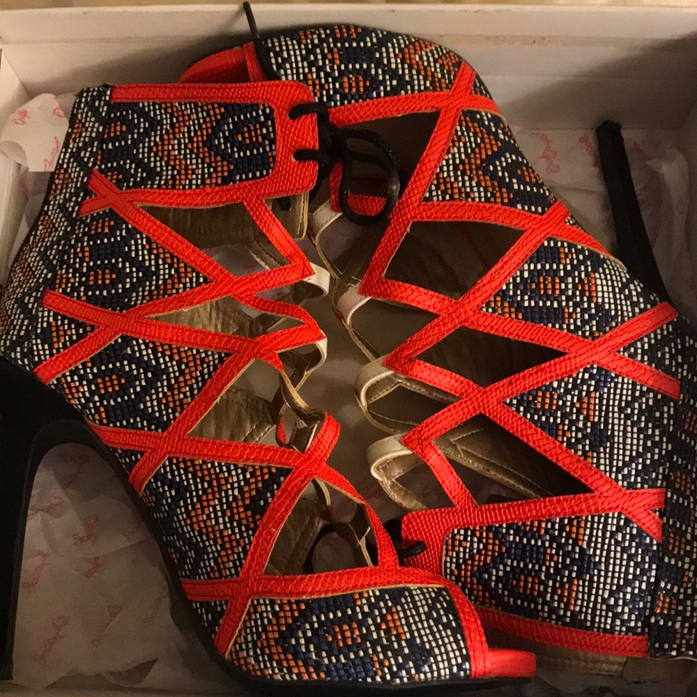 multi color sassy heels